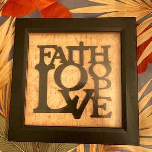 Celebrating Home FAITH HOPE LOVE framed. Inspirational.